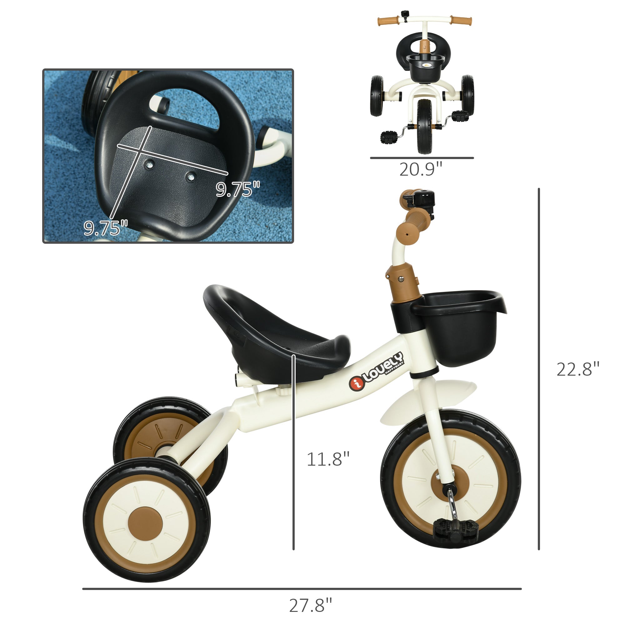 Kids Tricycle with Basket and Bell