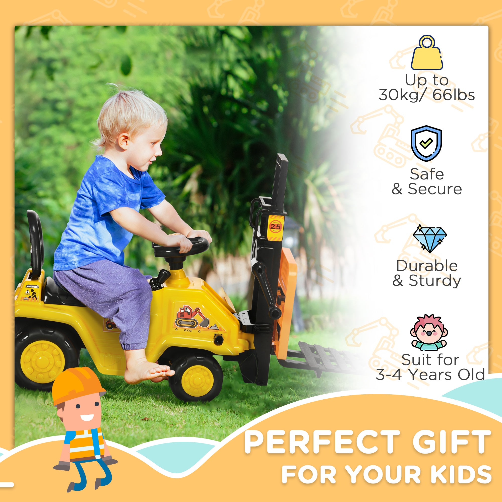 Kids Ride-on Forklift Construction Toy