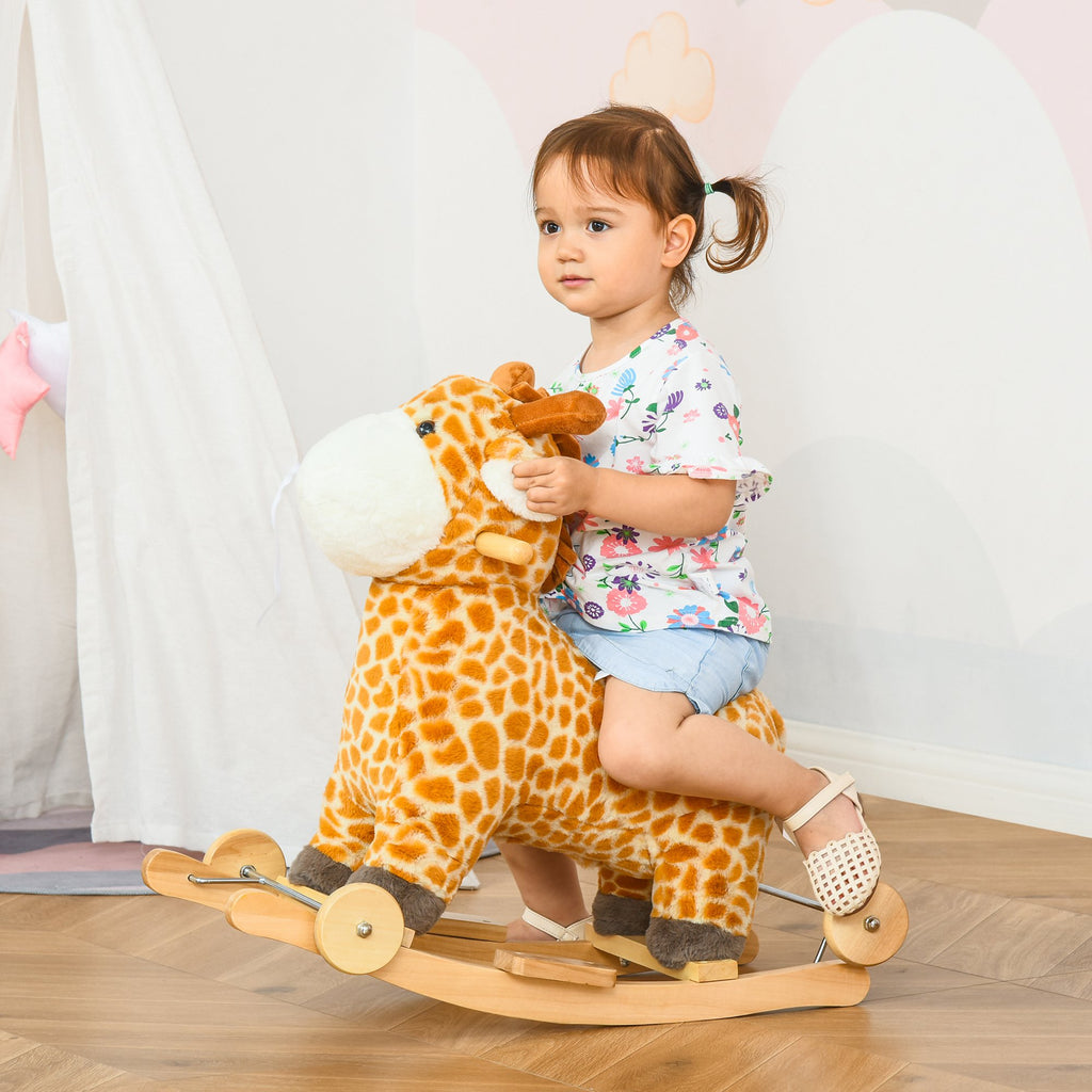 Kids Giraffe Rocking Horse and Rolling Ride-On