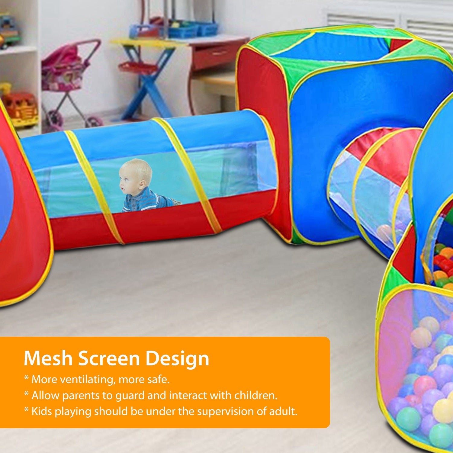 Kids Ball Pit Tents and Crawl Tunnels Set 5pcs