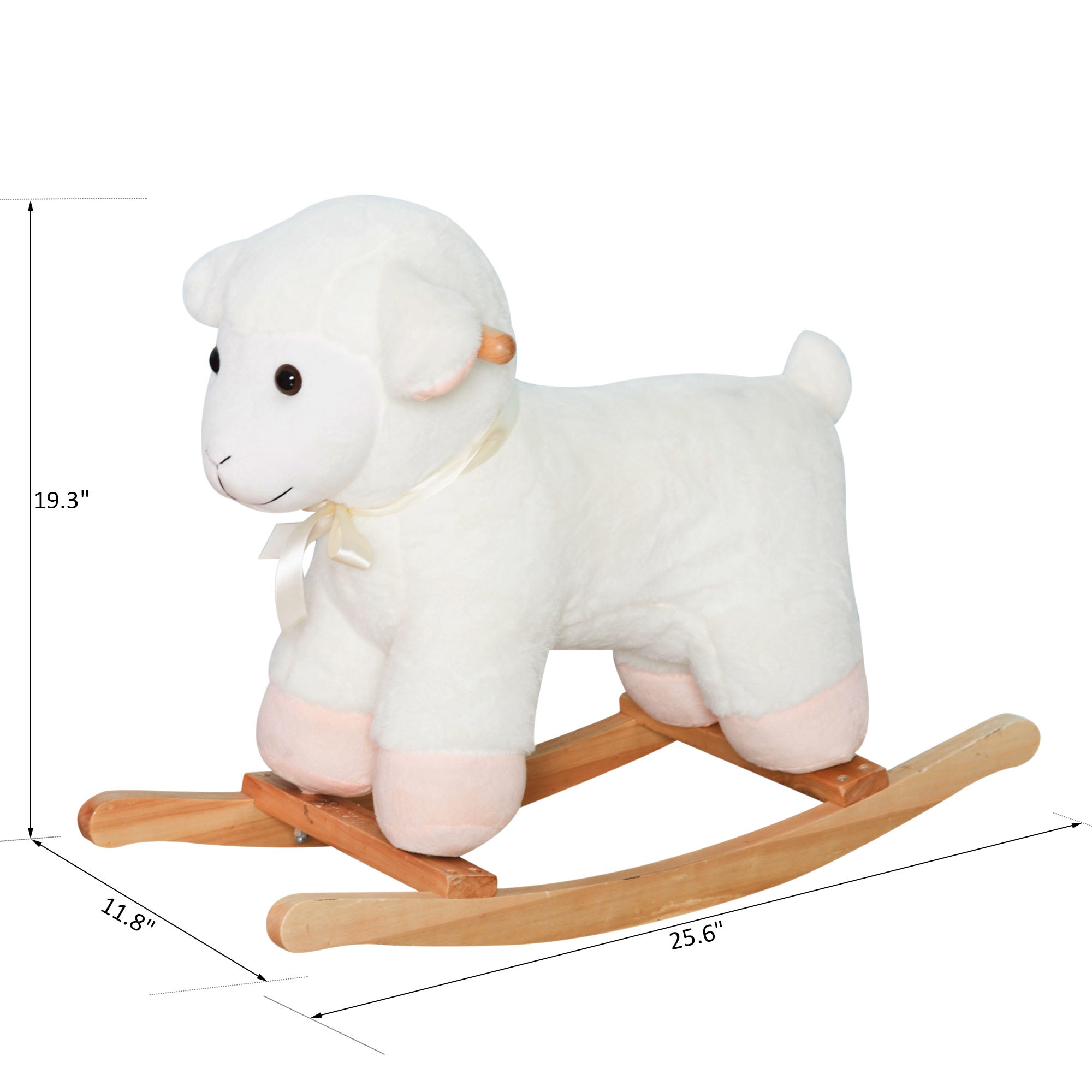 Kids Lamb Rocking Horse with Wood Base