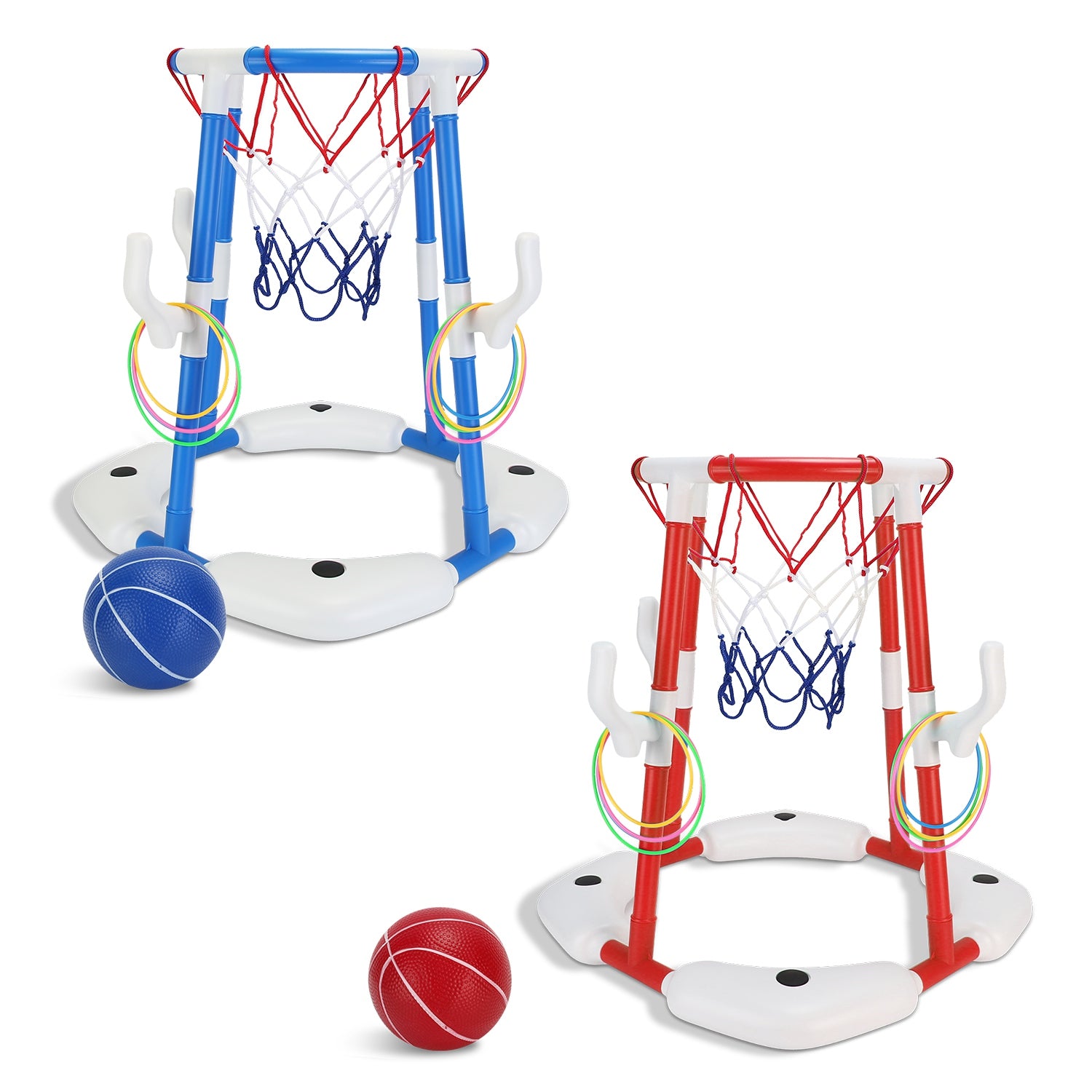 2-in-1 Floating Pool Basketball Hoop & Ring Toss Set