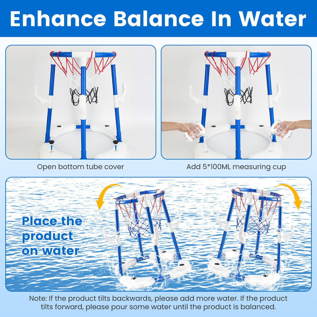2-in-1 Floating Pool Basketball Hoop & Ring Toss Set