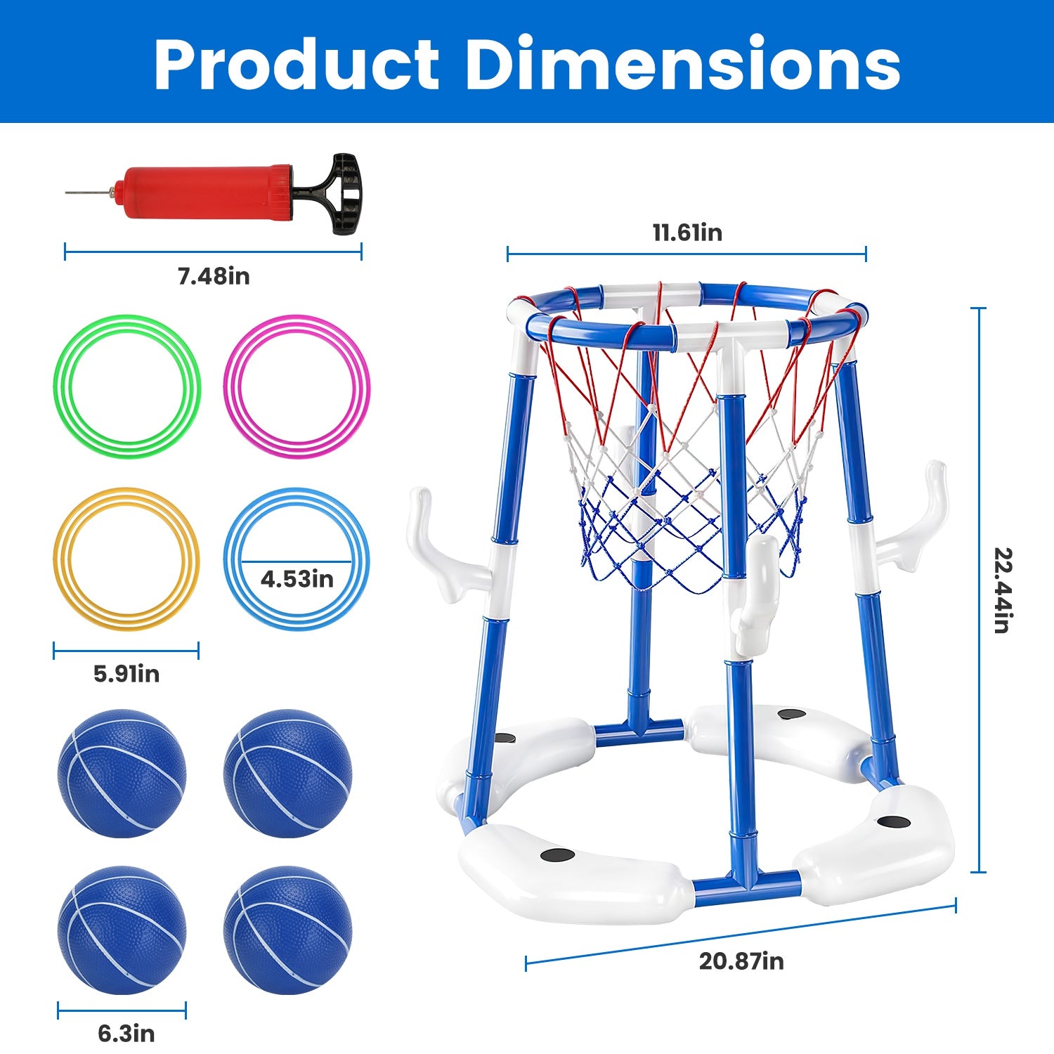 2-in-1 Floating Pool Basketball Hoop & Ring Toss Set