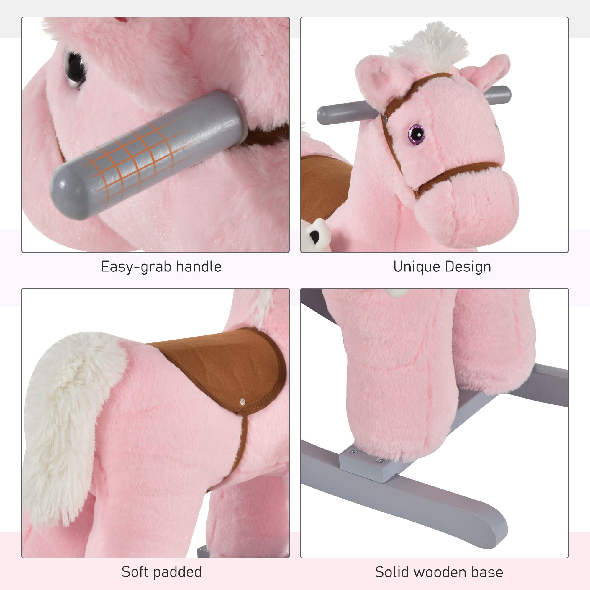 Kids Plush Rocking Horse with Bear Toy