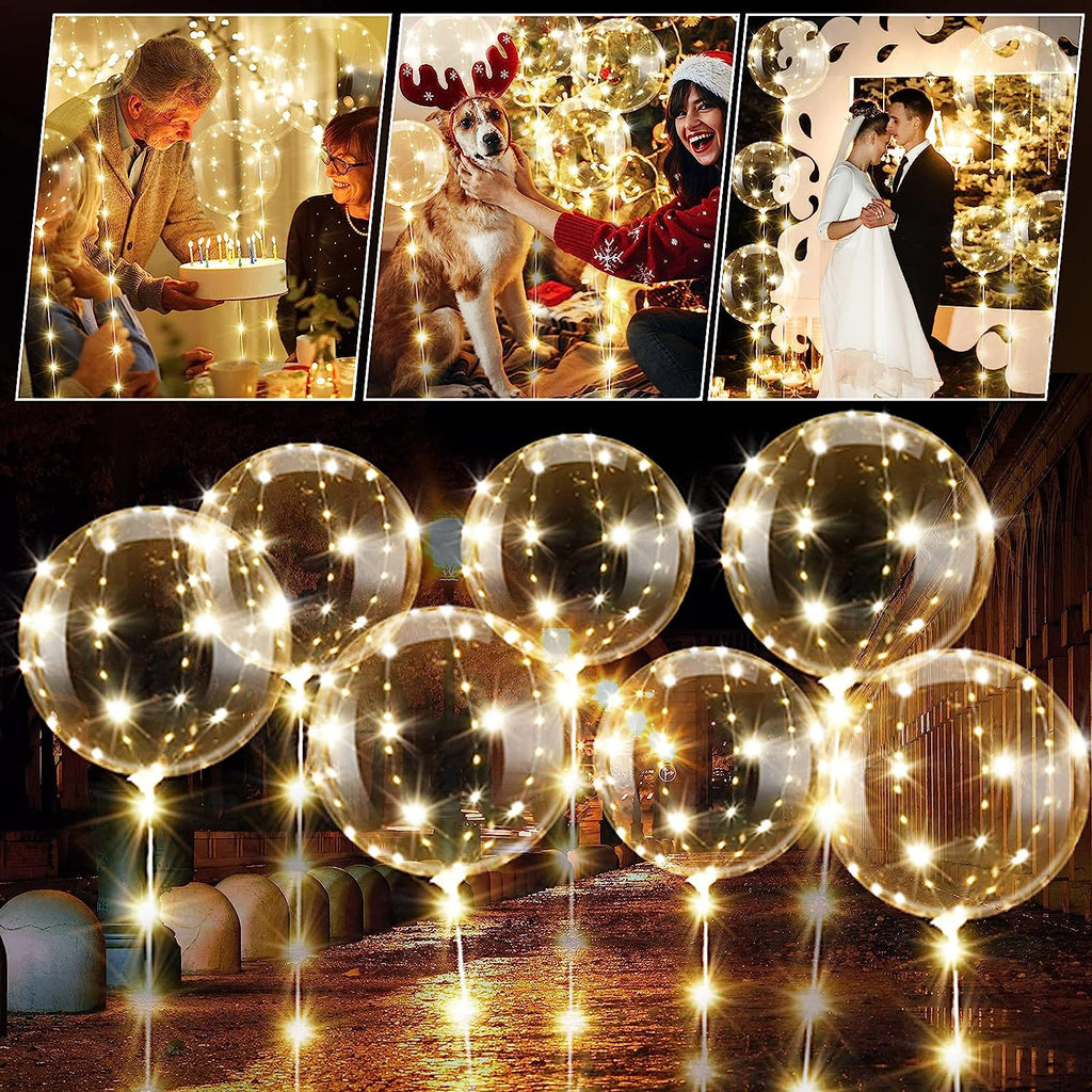 Clear LED Light Up Glow Balloons 10pcs
