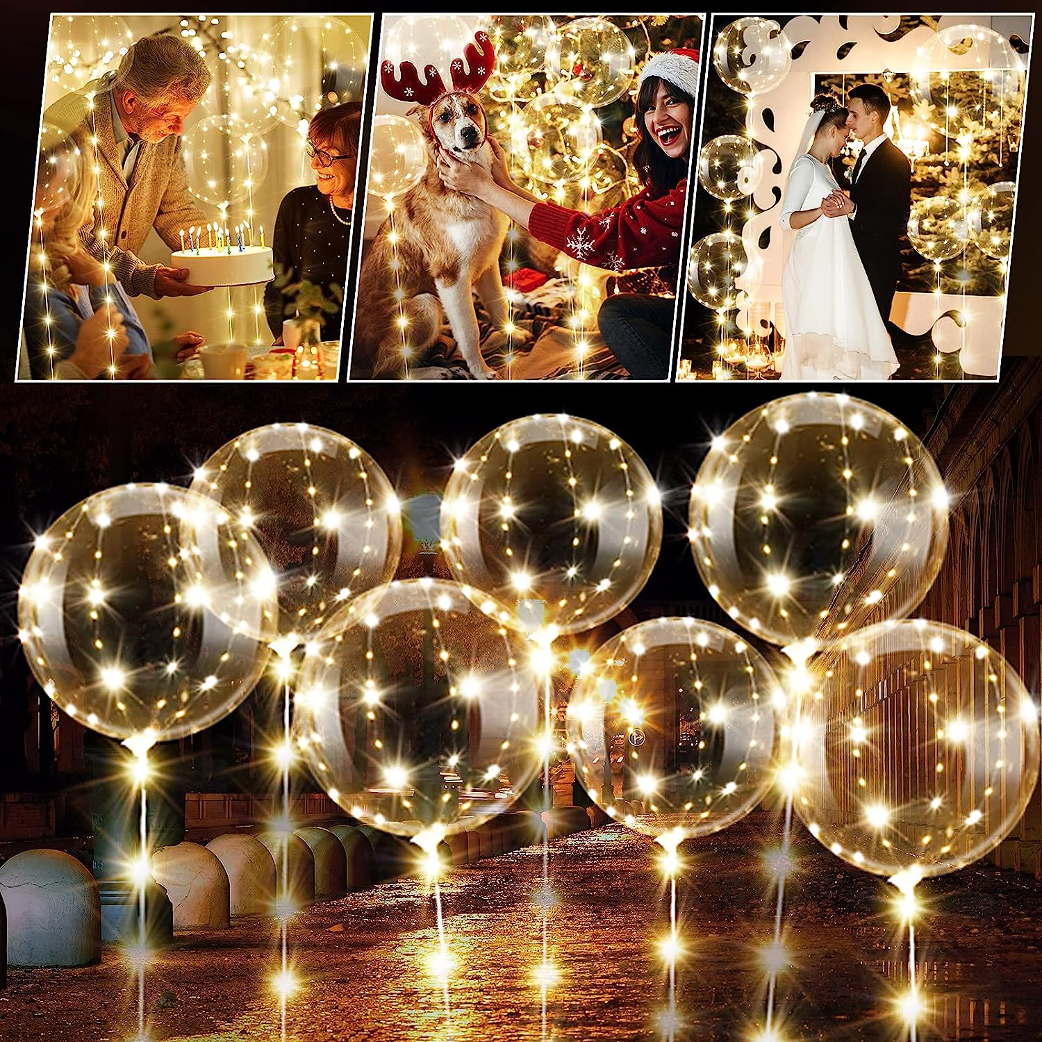 Clear LED Light Up Glow Balloons 10pcs