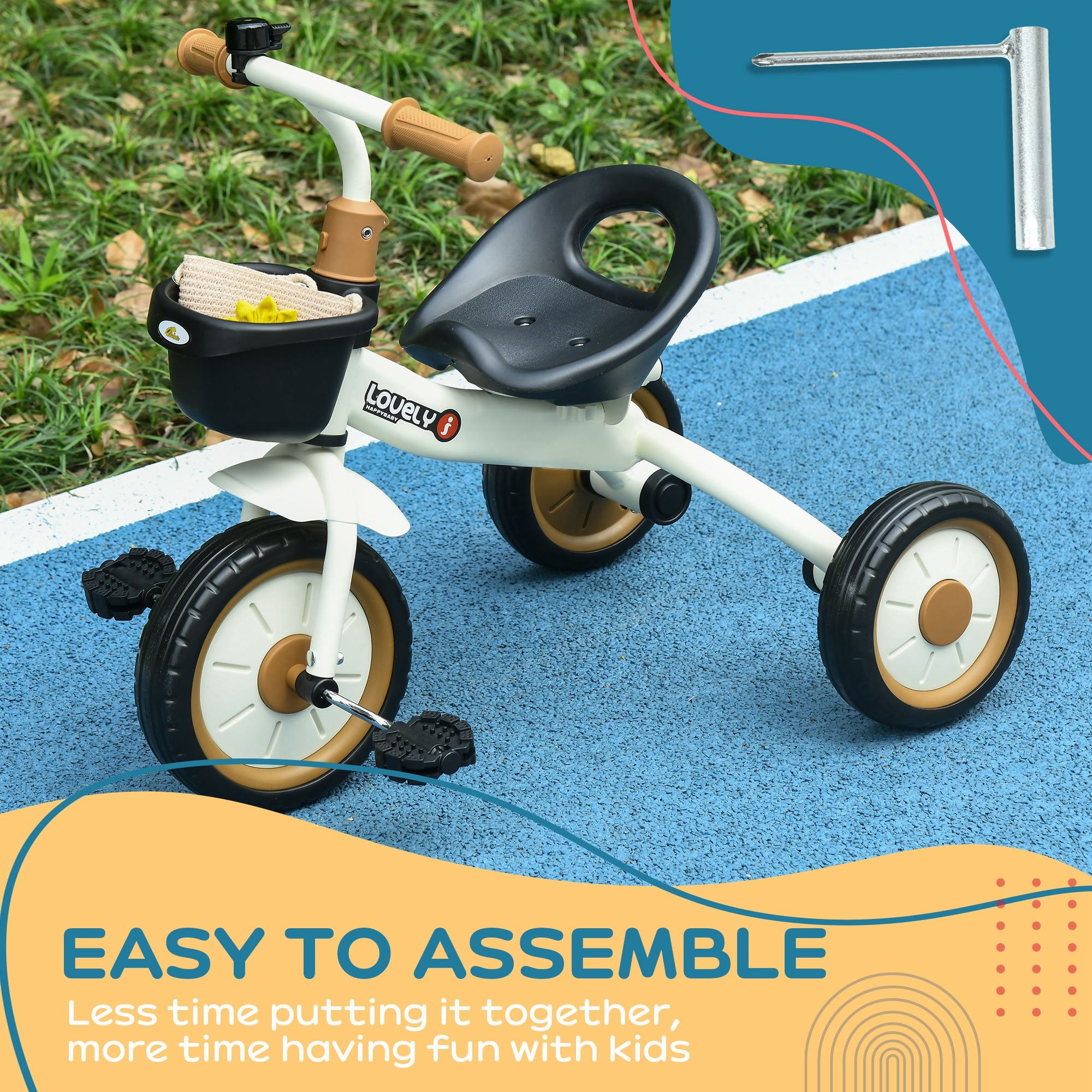 Kids Tricycle with Basket and Bell