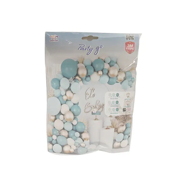 Dusty Blue & Gold Balloon Arch Kit 138pcs