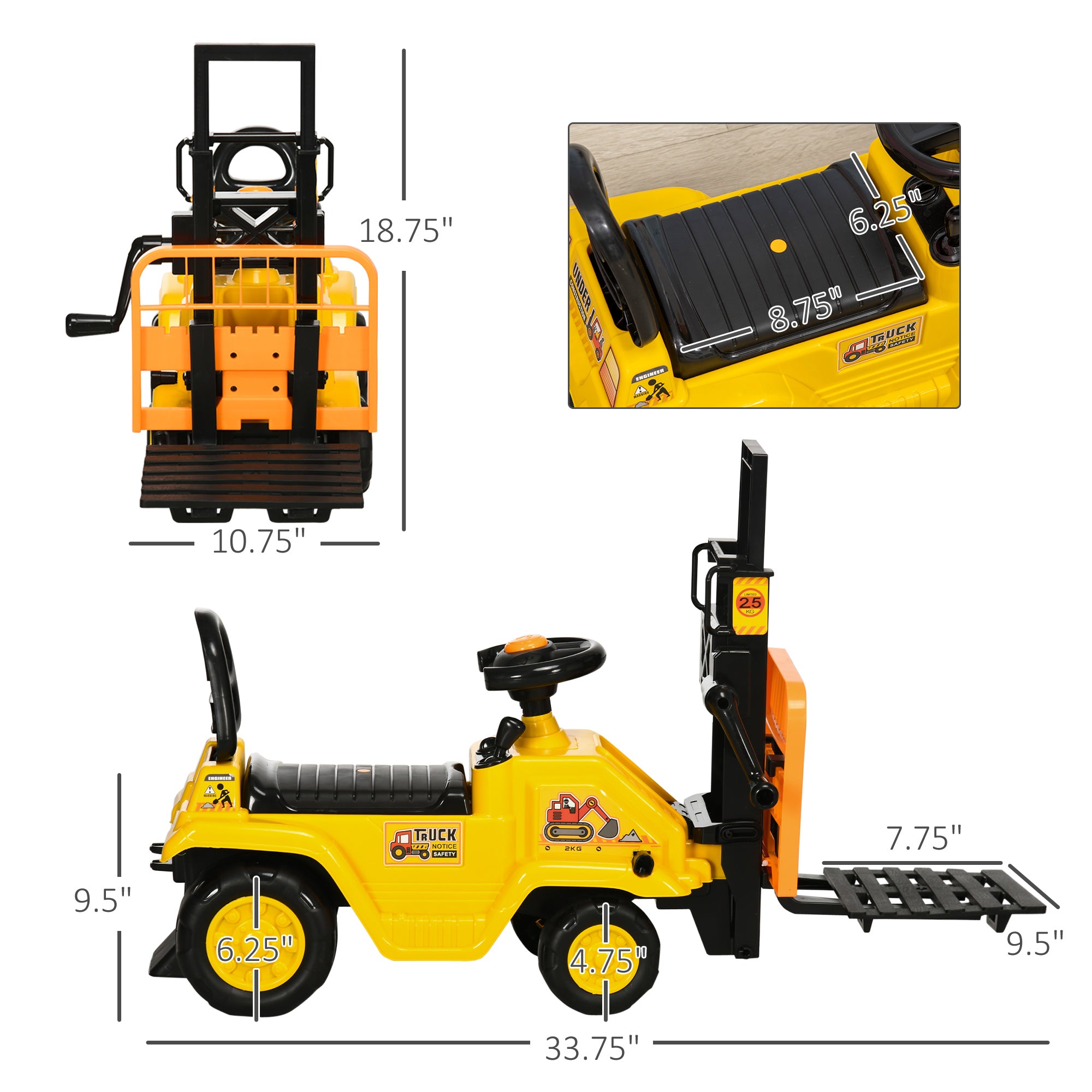 Kids Ride-on Forklift Construction Toy
