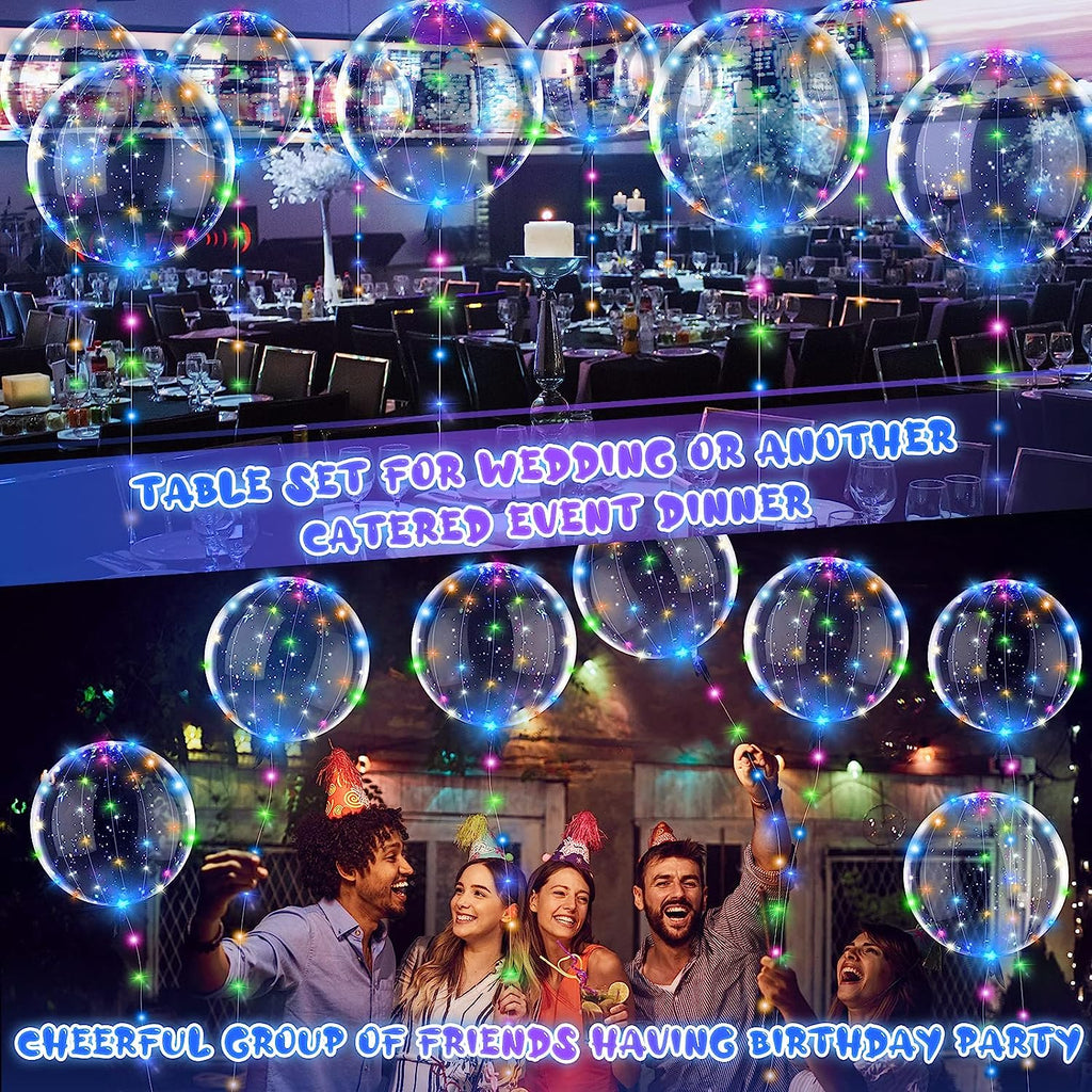 Clear LED Light Up Glow Balloons 10pcs