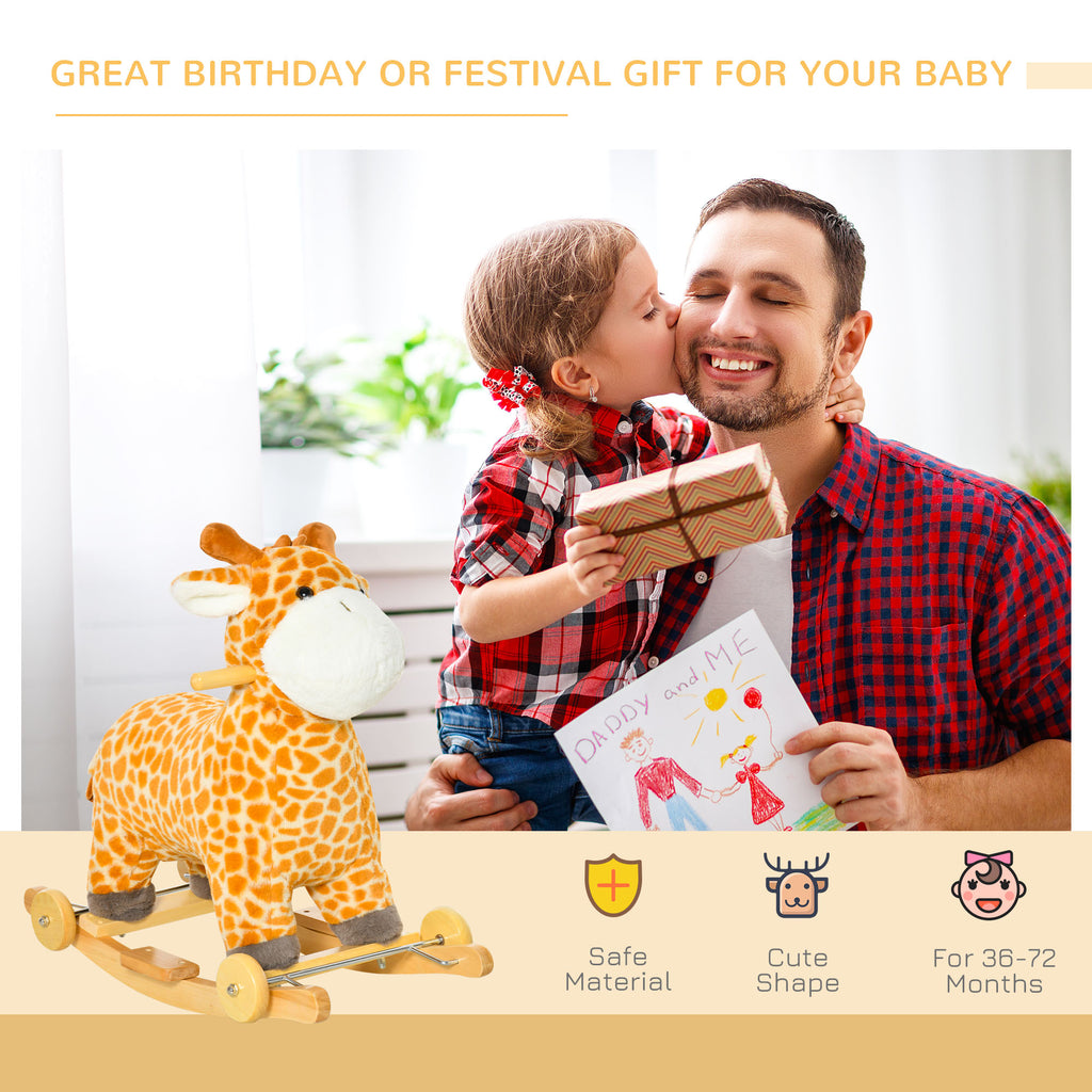 Kids Giraffe Rocking Horse and Rolling Ride-On
