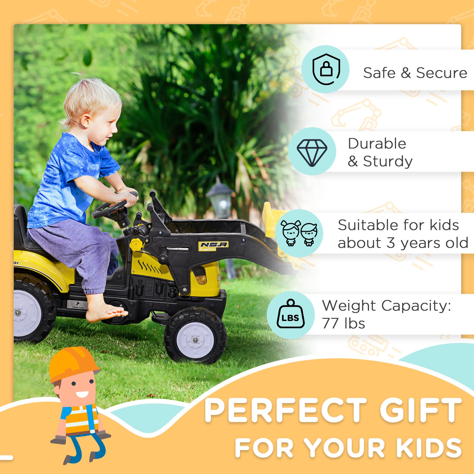 Kids Ride-on Excavator Pedal Go Kart
