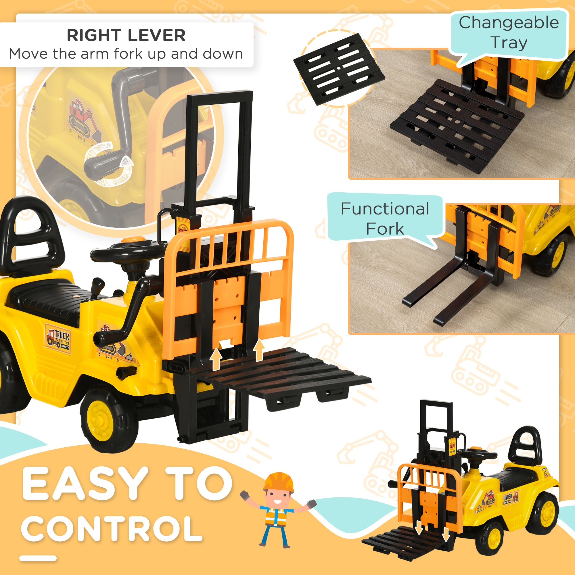 Kids Ride-on Forklift Construction Toy
