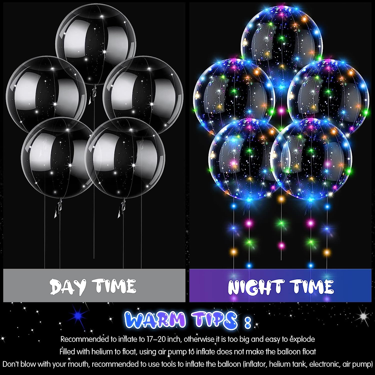 Clear LED Light Up Glow Balloons 10pcs