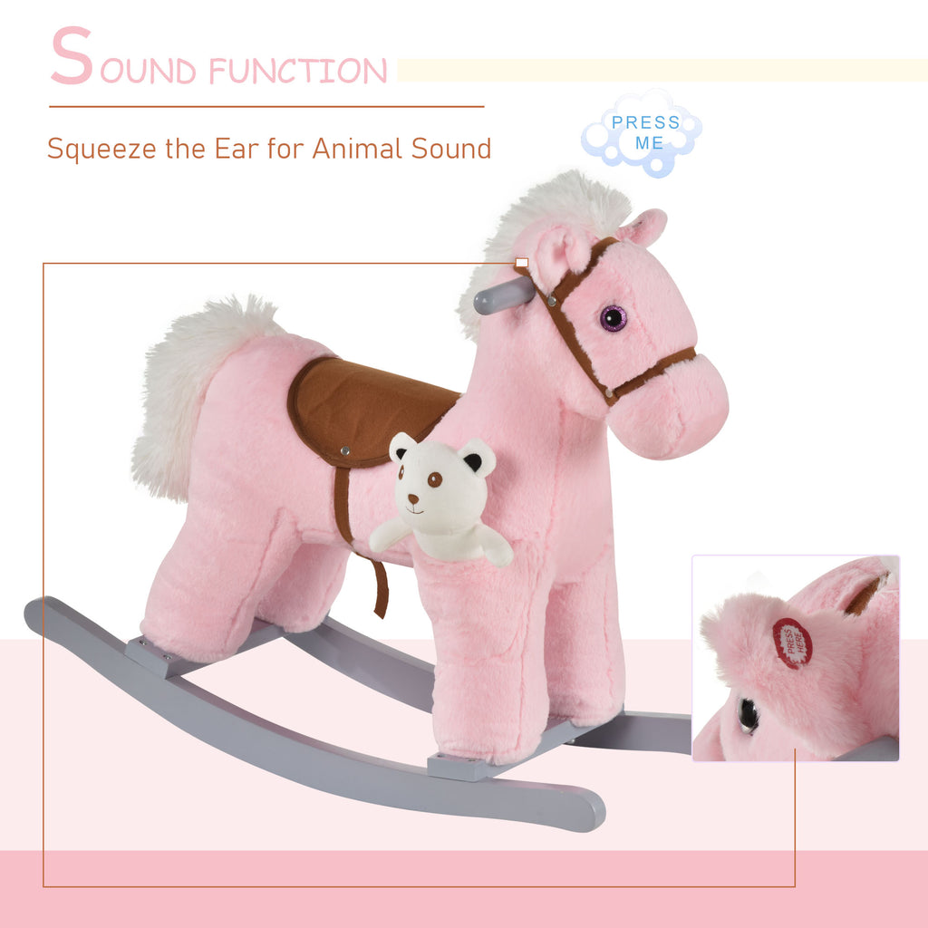 Kids Plush Rocking Horse with Bear Toy