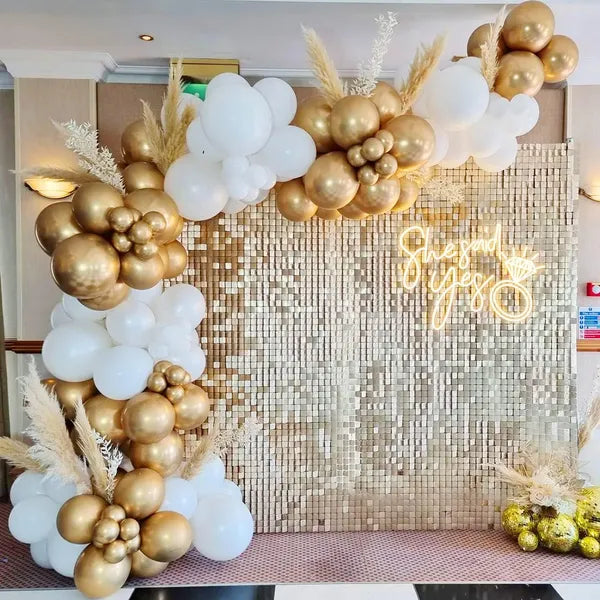 White & Gold Balloon Arch Kit 124pcs