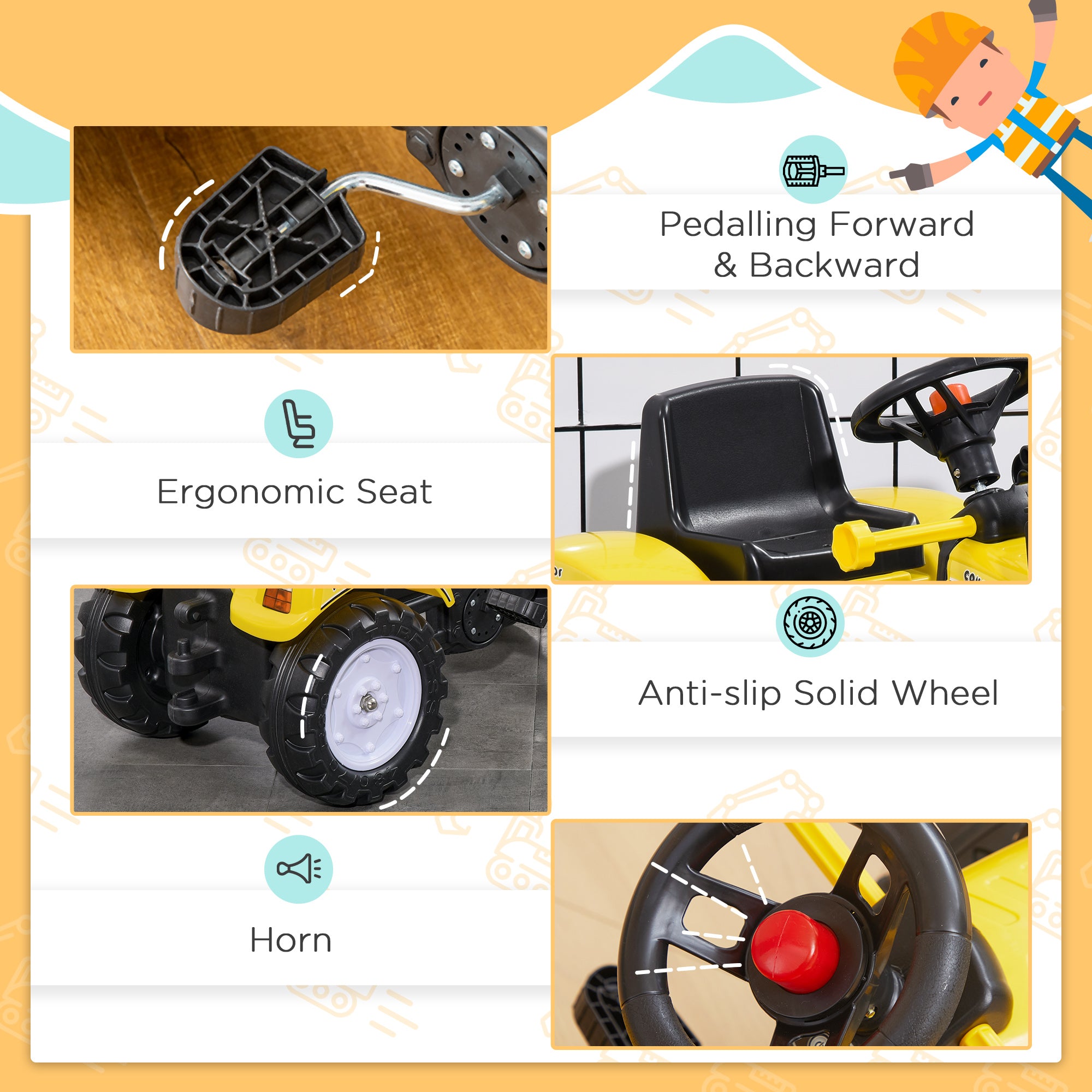 Kids Ride-on Excavator Pedal Go Kart