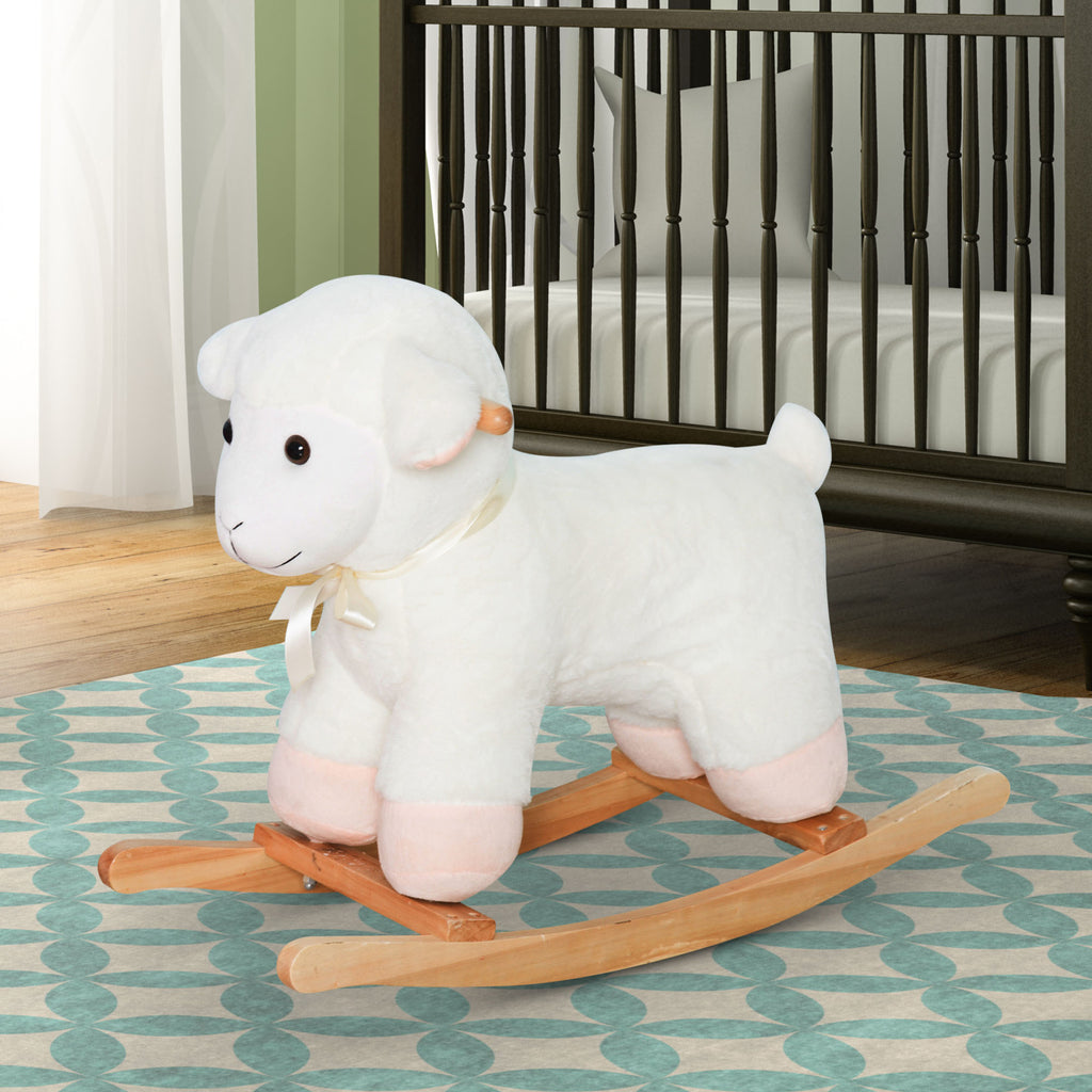 Kids Lamb Rocking Horse with Wood Base