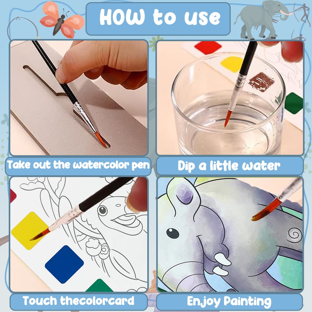 Pocket Watercolor Painting Book for Kids