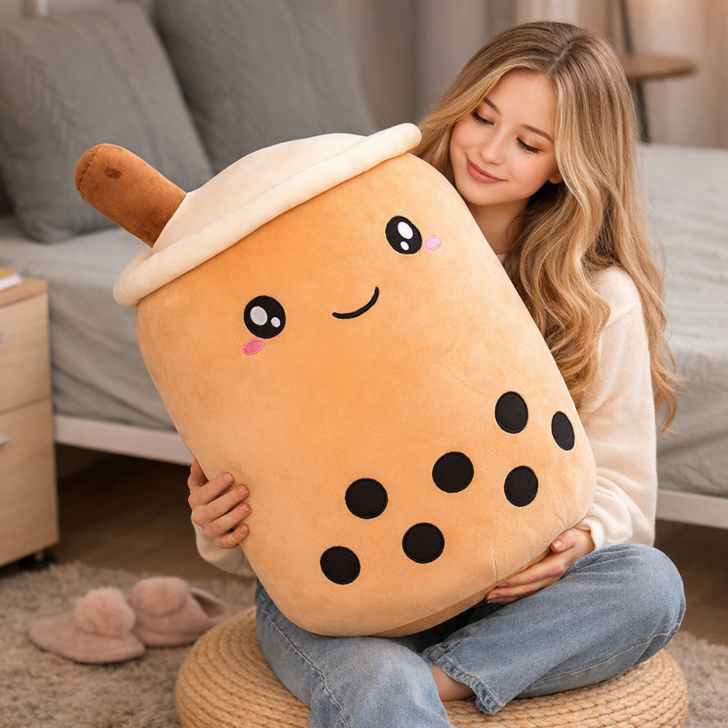 Cute Boba Tea Plush Pillow
