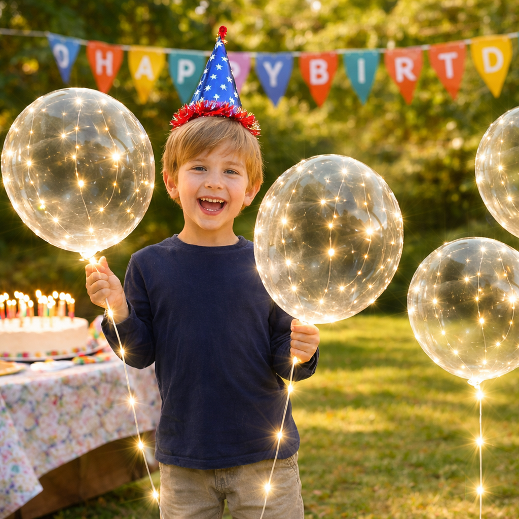 Clear LED Light Up Glow Balloons 10pcs
