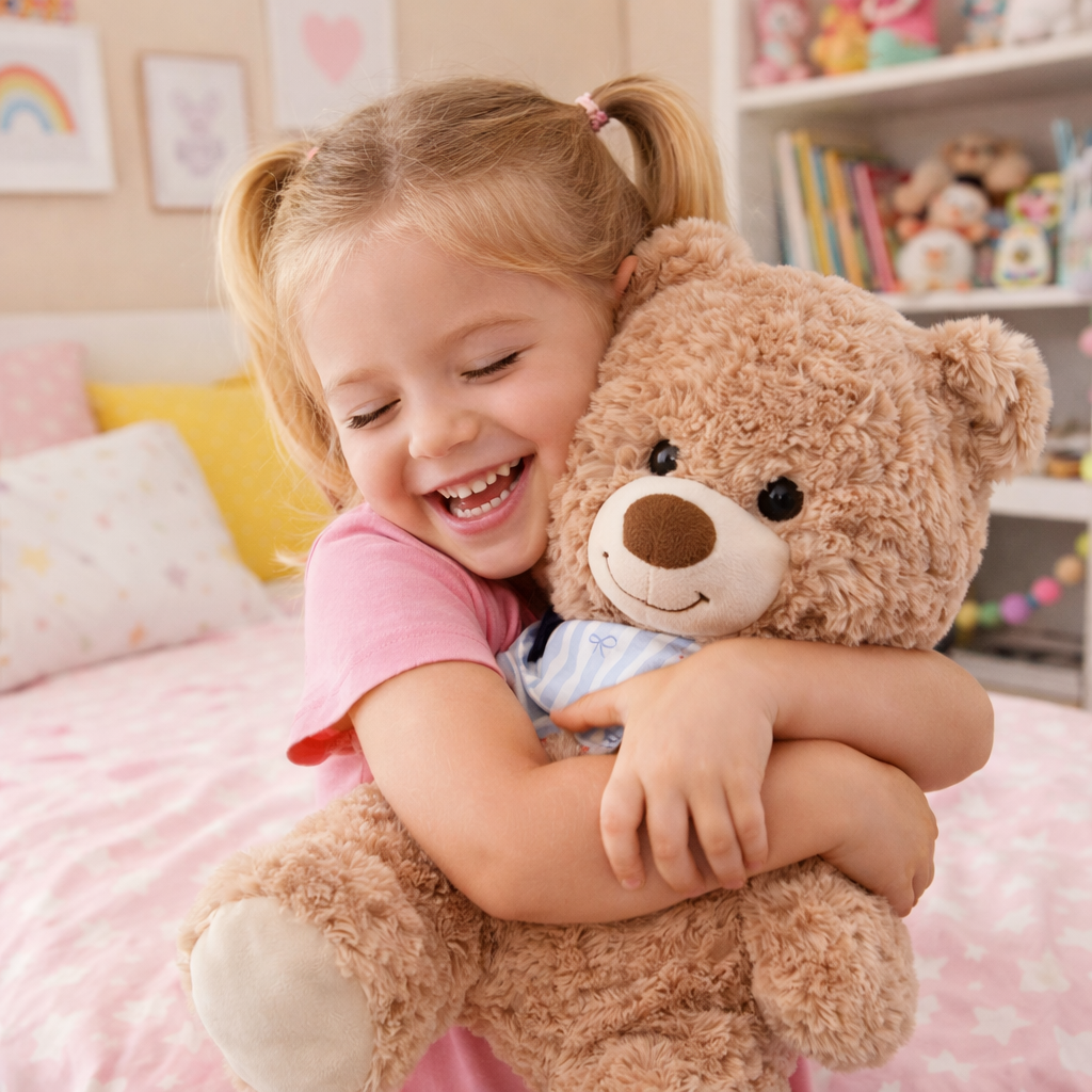 Plush Teddy Bear 14 inch for kids ages 3–10 – ultra-soft stuffed teddy designed for comfort, emotional support, and calming bedtime routines. Encourages empathy, imagination, and quiet screen-free play with safe non-toxic materials and a cozy, child-friendly design.