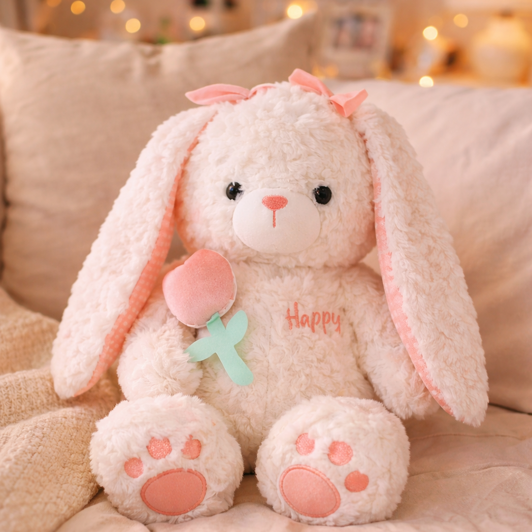 Plush Bunny 14 inch for kids ages 3–10 – ultra-soft stuffed bunny designed for comfort, sleep support, and emotional security at home or on the go. Encourages calmness, relaxation, and a sense of safety with safe non-toxic materials and a timeless nursery design.