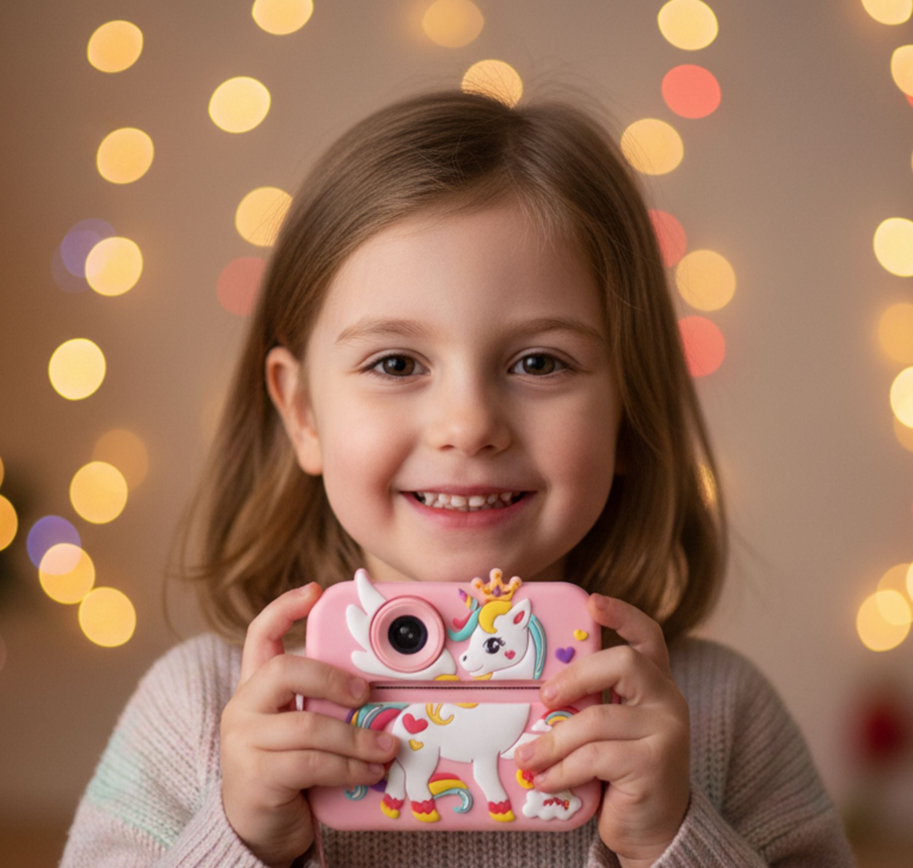 Unicorn Instant Print Camera 48MP for kids ages 3–10 – instant print camera with HD photo and video, dual selfie lens, and ink-free black & white printing. Encourages creativity, screen-free play, and fun memory-making with safe non-toxic materials.
