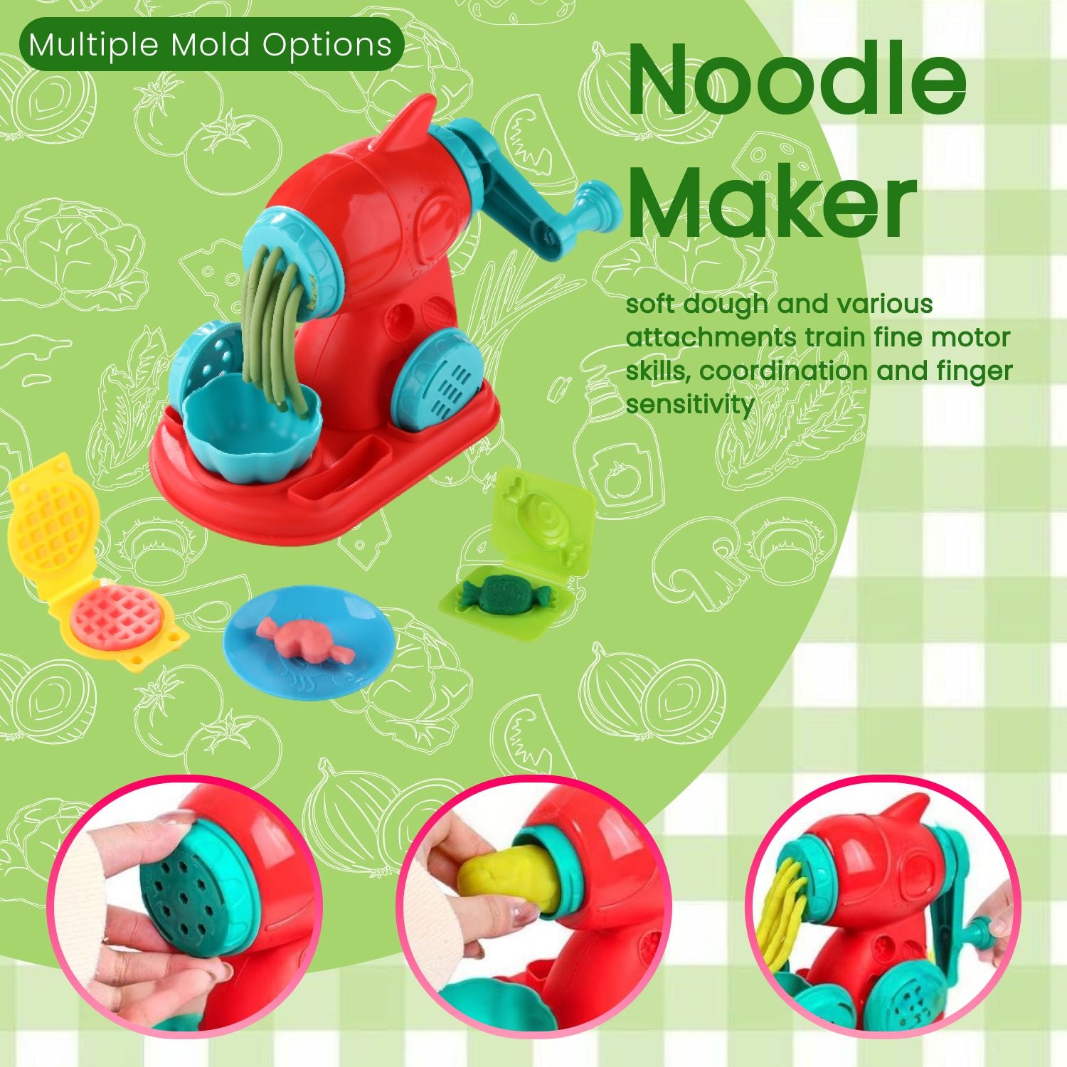 Play-Doh Kitchen Set 67 pcs for kids ages 3–10 – creative modeling dough playset with molds, tools, and dough press for fun pretend cooking. Helps develop fine motor skills, imagination, and screen-free learning through safe non-toxic play.