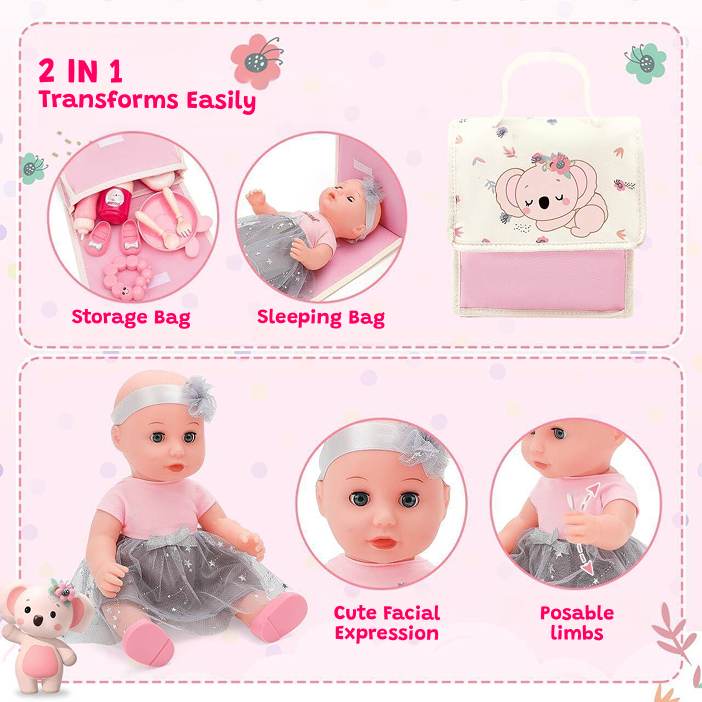Doll Nursery Playset Pink for kids ages 3–10 – all-in-one doll care set with stroller, crib, high chair, and accessories for realistic nurturing play. Encourages empathy, imagination, and social development through screen-free roleplay with safe non-toxic materials.