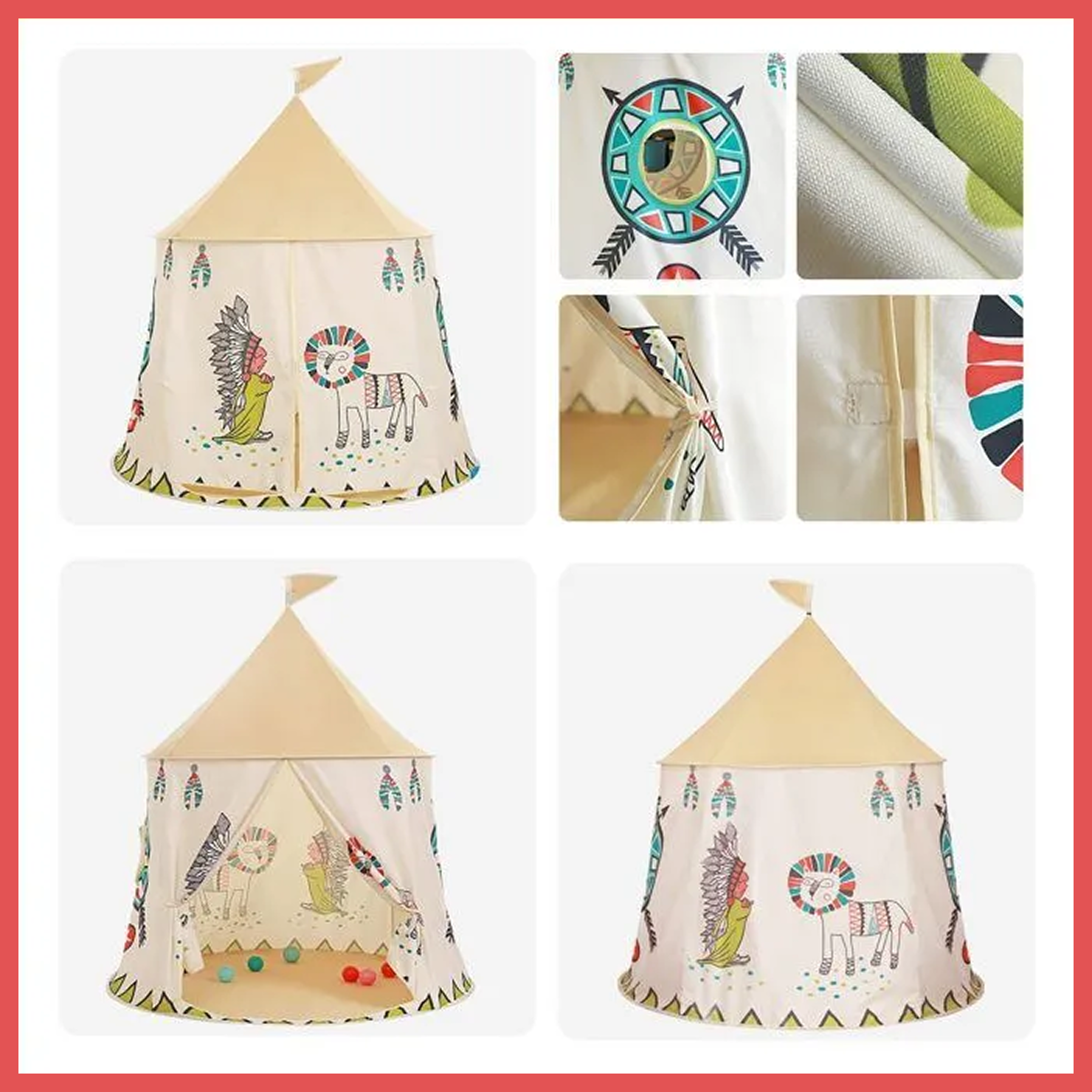Kids Teepee Tent for kids ages 3–10 – cozy indoor play tent that creates a private space for reading, quiet games, and imaginative play. Encourages independence, relaxation, and screen-free calm time with safe non-toxic breathable materials and a modern kid-friendly design.