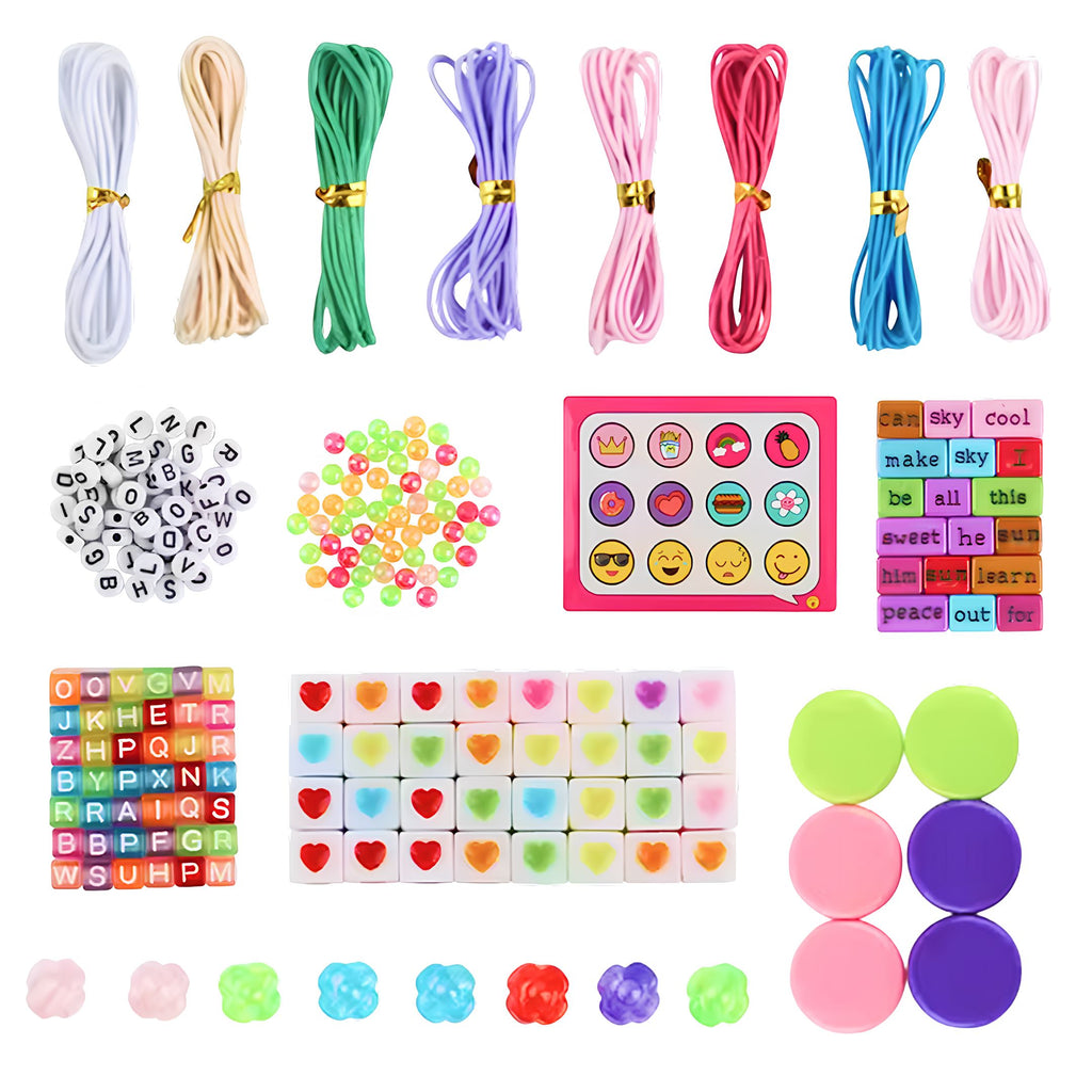 Emoji Bracelet Kit 220 pcs for kids ages 6–10 – creative jewelry making set with emoji beads, word charms, and bracelet accessories for endless DIY designs. Encourages creativity, focus, fine motor skills, and screen-free self-expression with safe non-toxic materials.