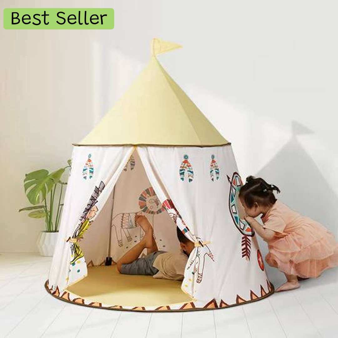 Kids Teepee Tent for kids ages 3–10 – cozy indoor play tent that creates a private space for reading, quiet games, and imaginative play. Encourages independence, relaxation, and screen-free calm time with safe non-toxic breathable materials and a modern kid-friendly design.