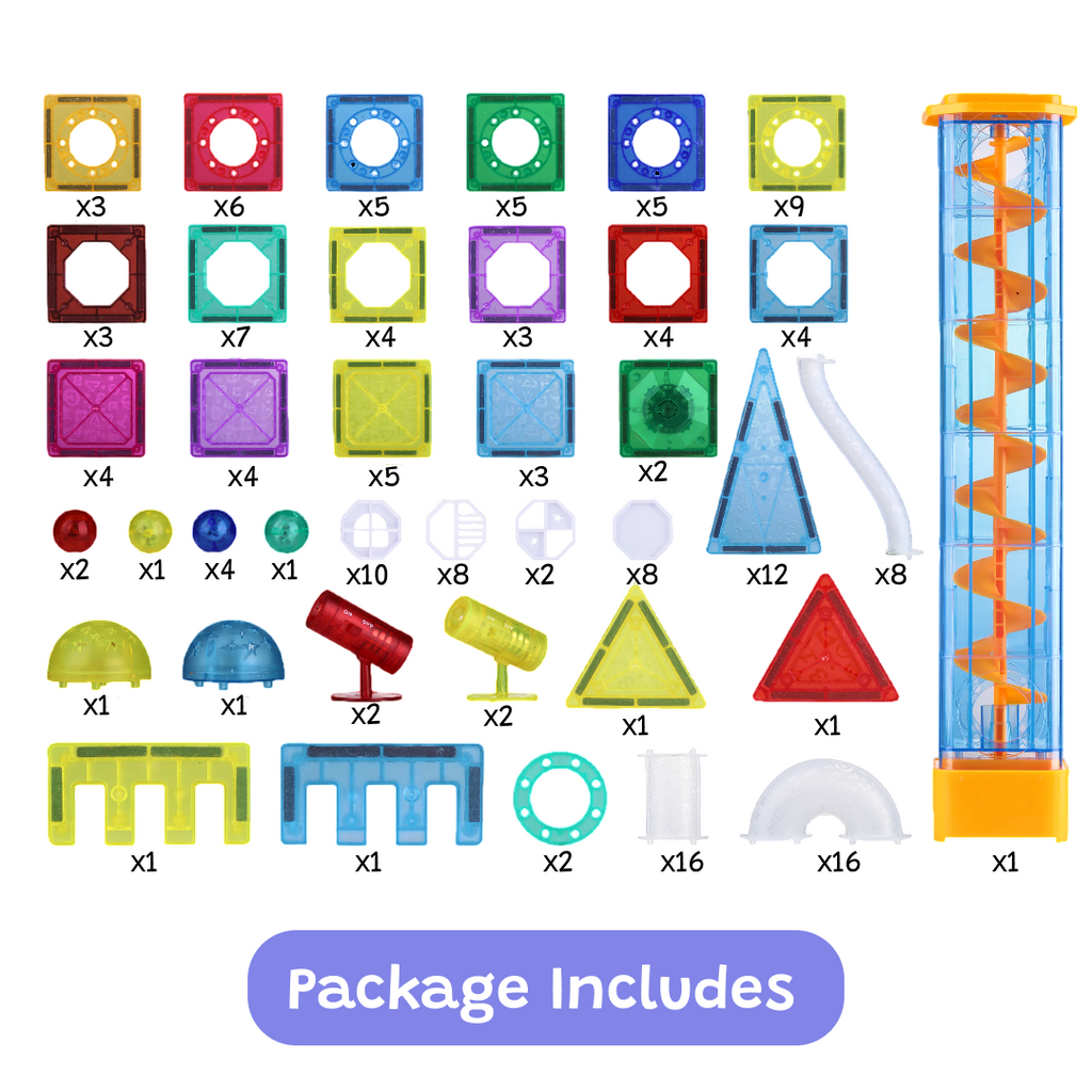 Glow STEM Magnetic Tiles 190 pcs for kids ages 3–10 – large glowing magnetic building set with transparent tubes and light elements for creating castles, towers, and cities. Encourages STEM learning, spatial reasoning, creativity, and screen-free independent play with safe non-toxic materials.