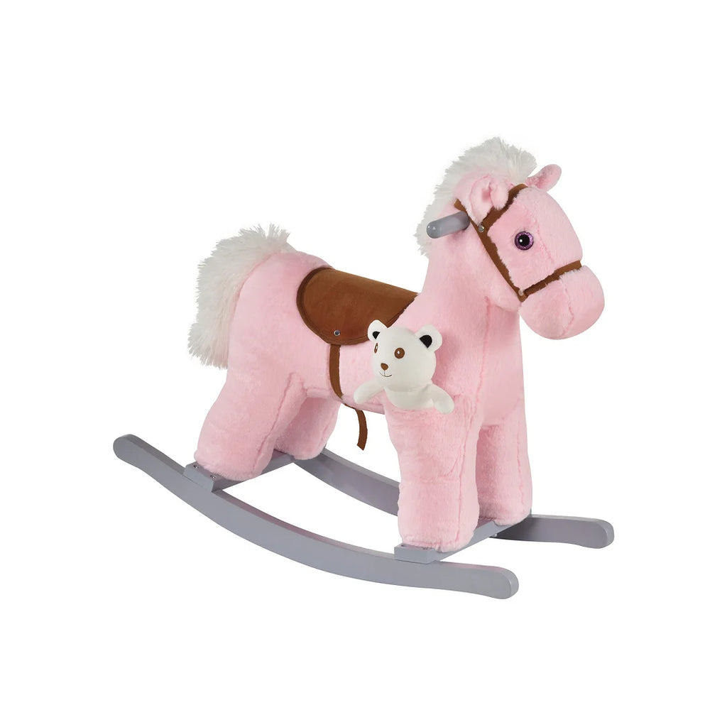 Kids Plush Rocking Horse with Bear Toy