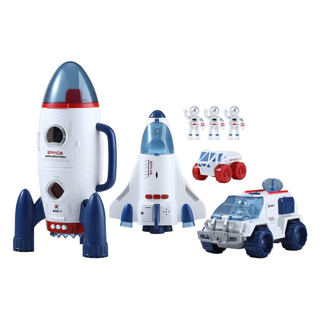 Space Rocket Playset 7 pcs for kids ages 3–10 – interactive space exploration set with rocket, shuttle, astronauts, and scout figures for imaginative missions. Encourages STEM learning, creativity, and screen-free independent play with safe non-toxic durable materials.