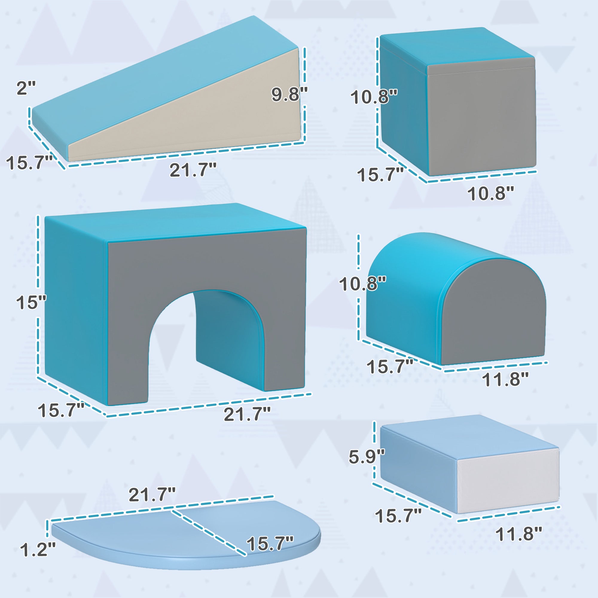 Soft Play Foam Blocks 7-Pieces