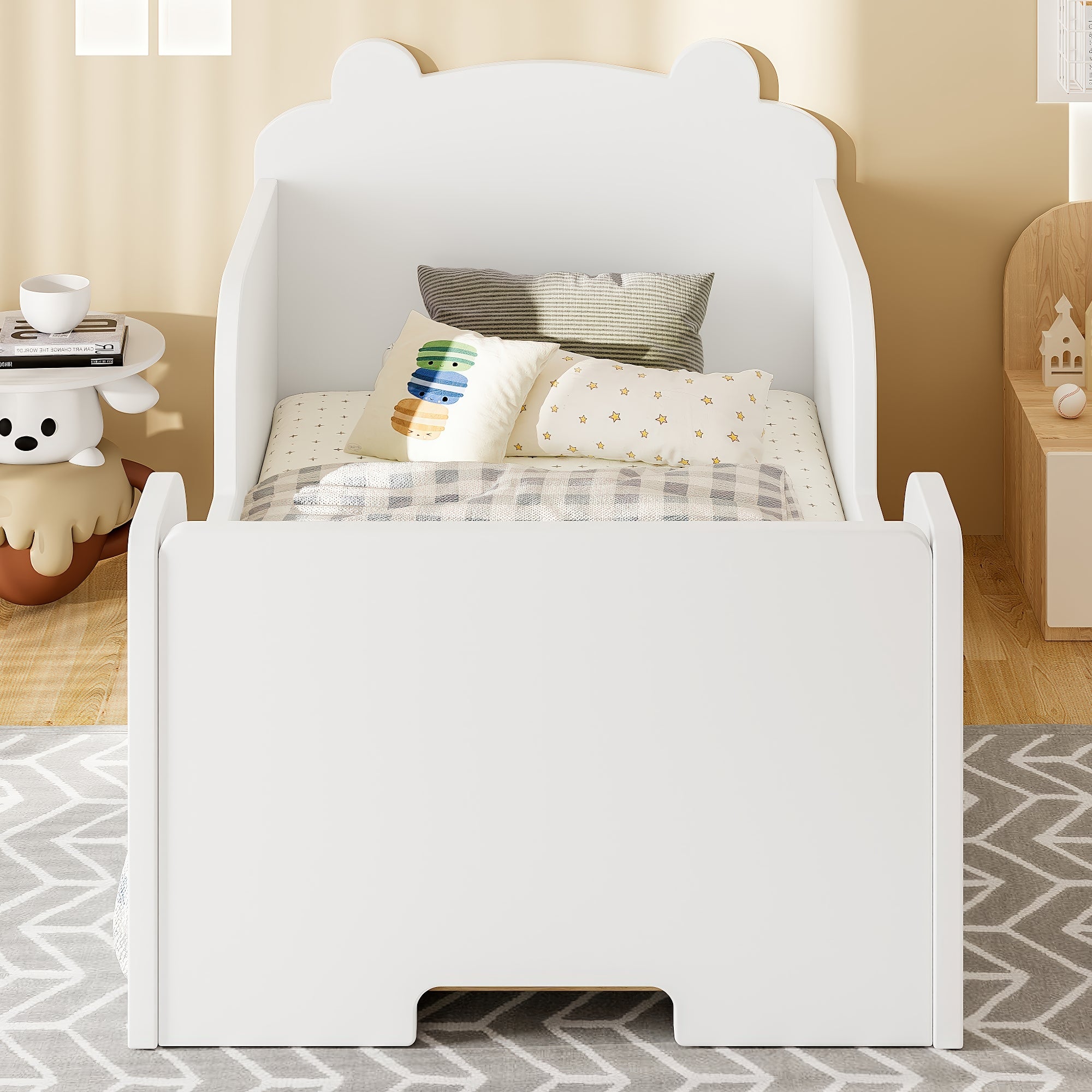 Bear Shaped White Cot Bed