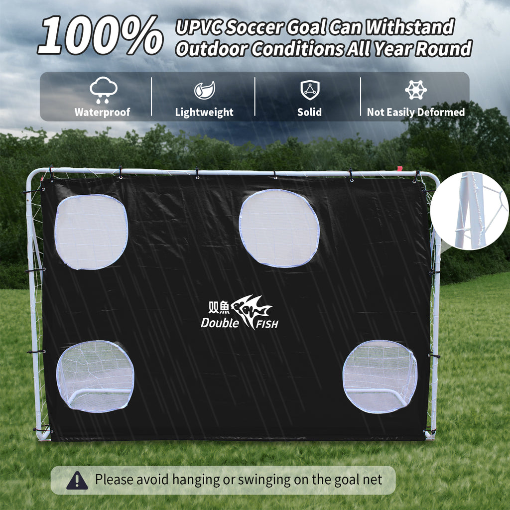Double Fish 7.5ft x 5ft Professional Soccer Goal with Target Sheet