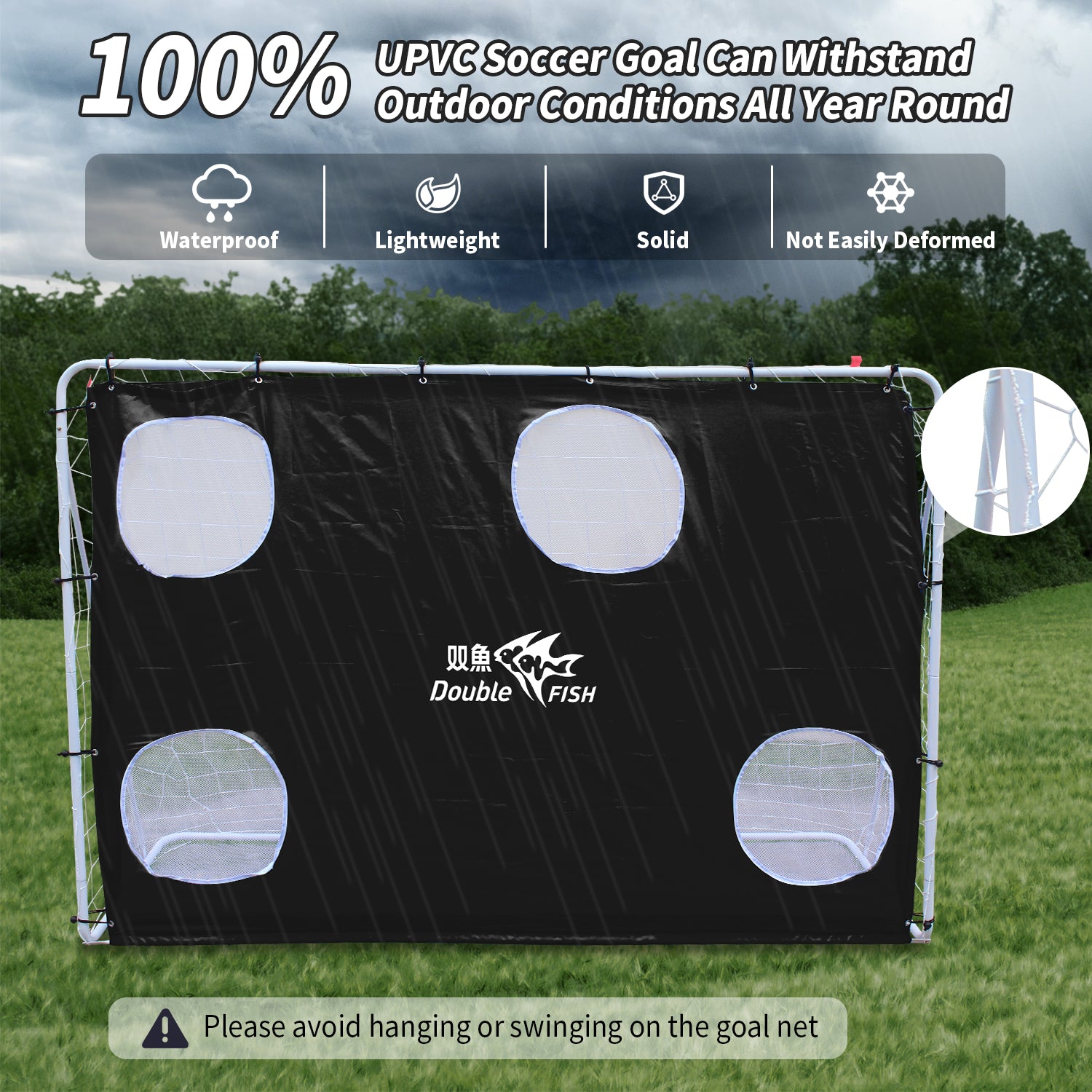 Double Fish 7.5ft x 5ft Professional Soccer Goal with Target Sheet