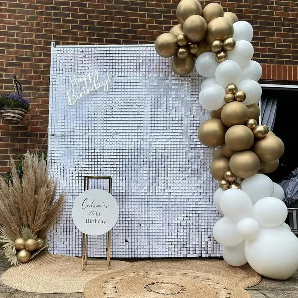 White & Gold Balloon Arch Kit 124pcs