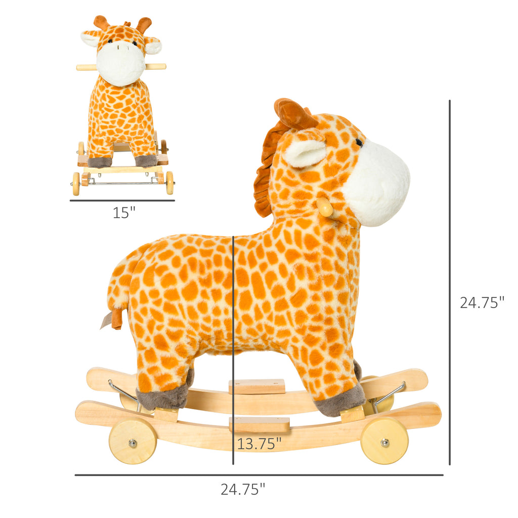 Kids Giraffe Rocking Horse and Rolling Ride-On