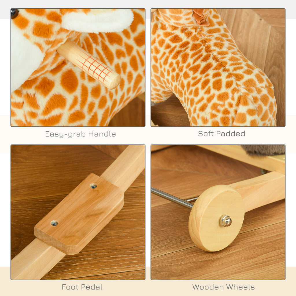 Kids Giraffe Rocking Horse and Rolling Ride-On