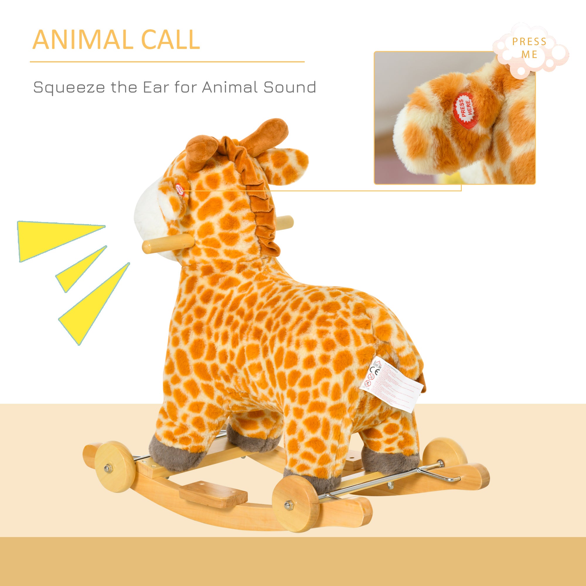 Kids Giraffe Rocking Horse and Rolling Ride-On