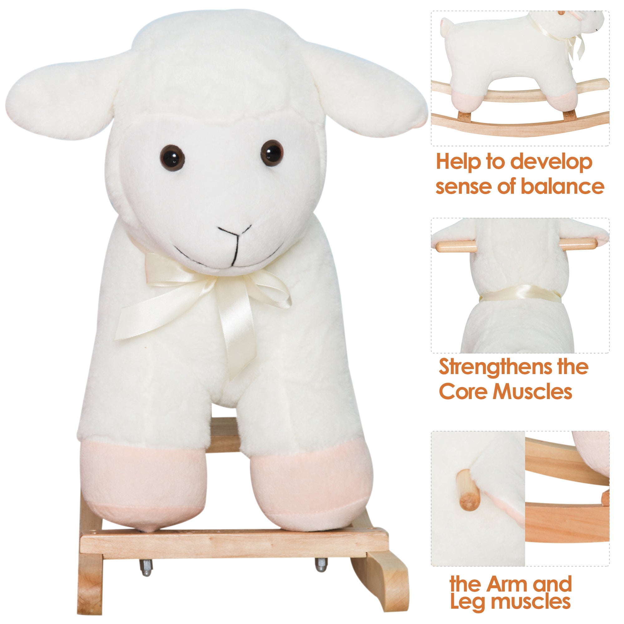 Kids Lamb Rocking Horse with Wood Base