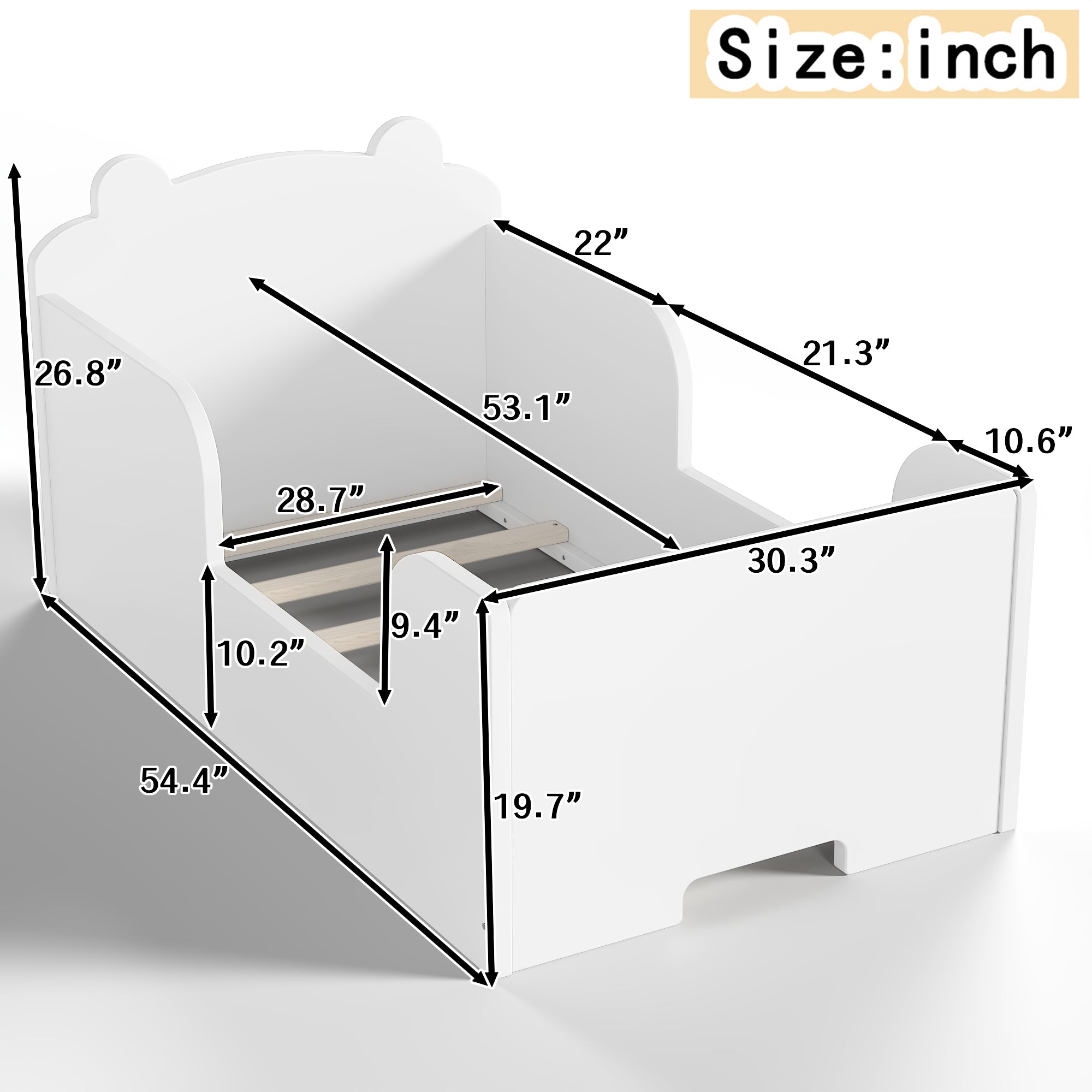 Bear Shaped White Cot Bed