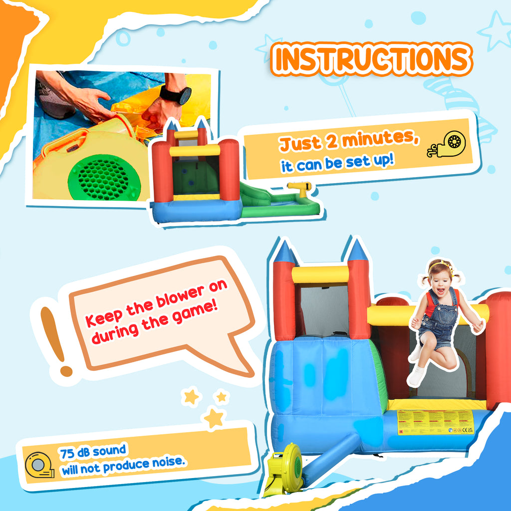 Kids Bounce House with Splash Pool 6-in-1
