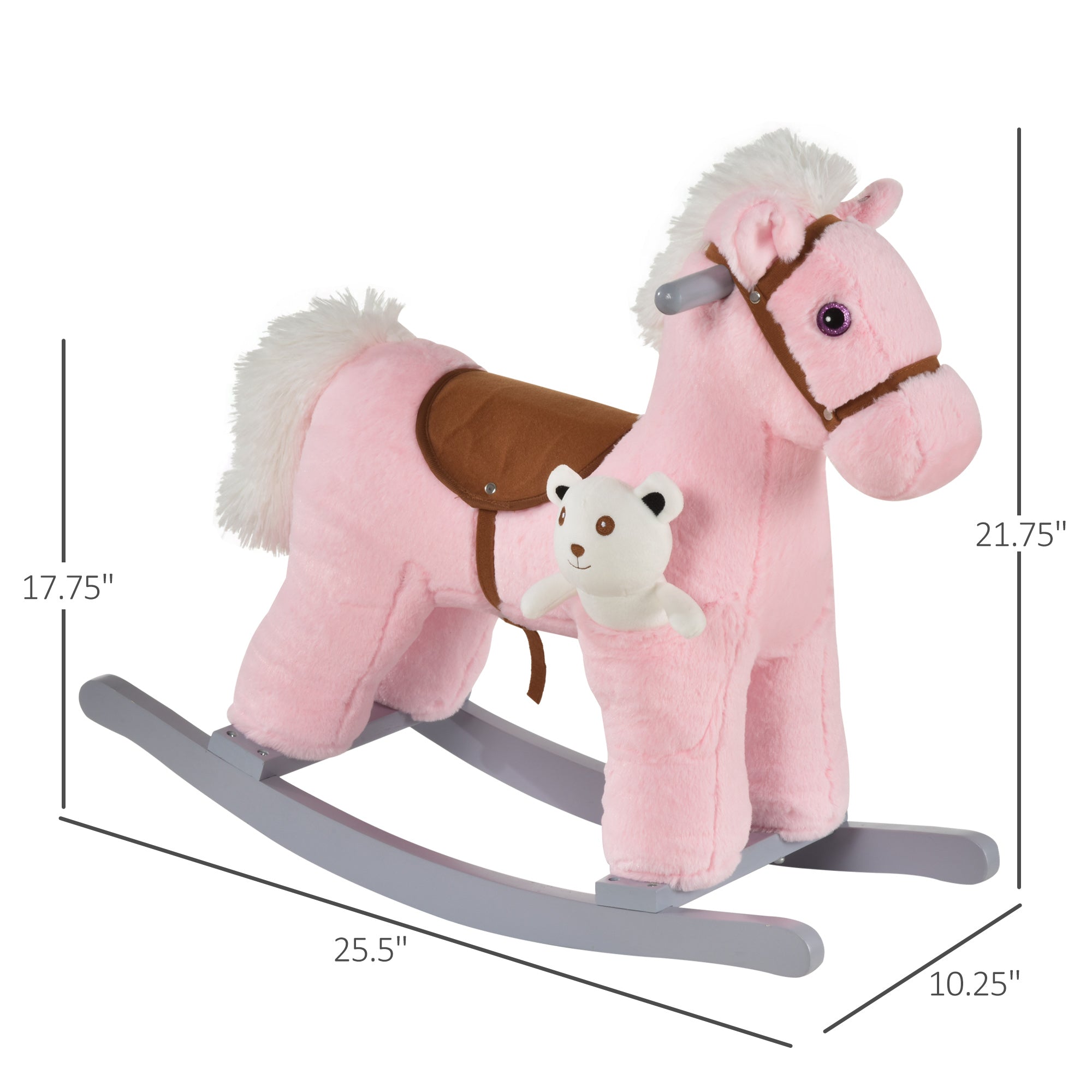 Kids Plush Rocking Horse with Bear Toy