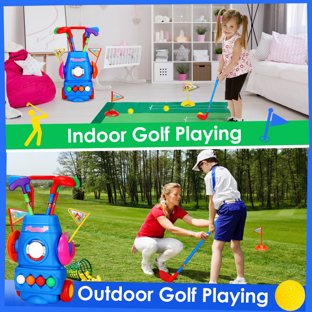 Kids Golf Toy Set with Portable Cart